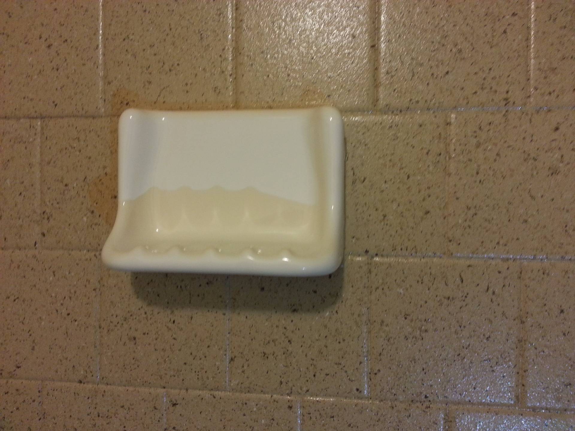After-Close Up of Existing Soap Dish Against Multi-Stone Finish
