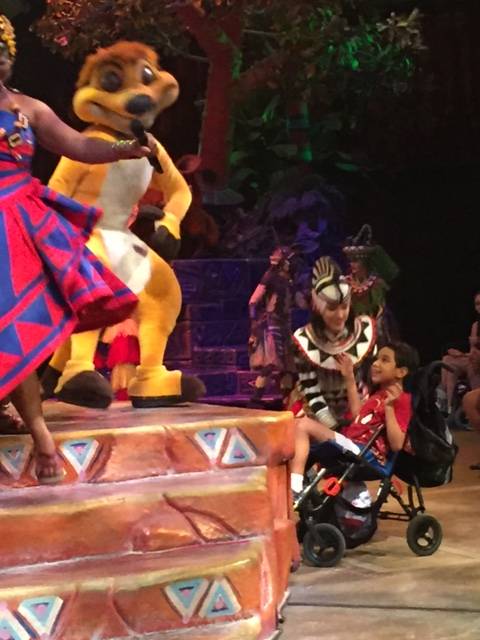 Meeting Zimba at the Lion King show