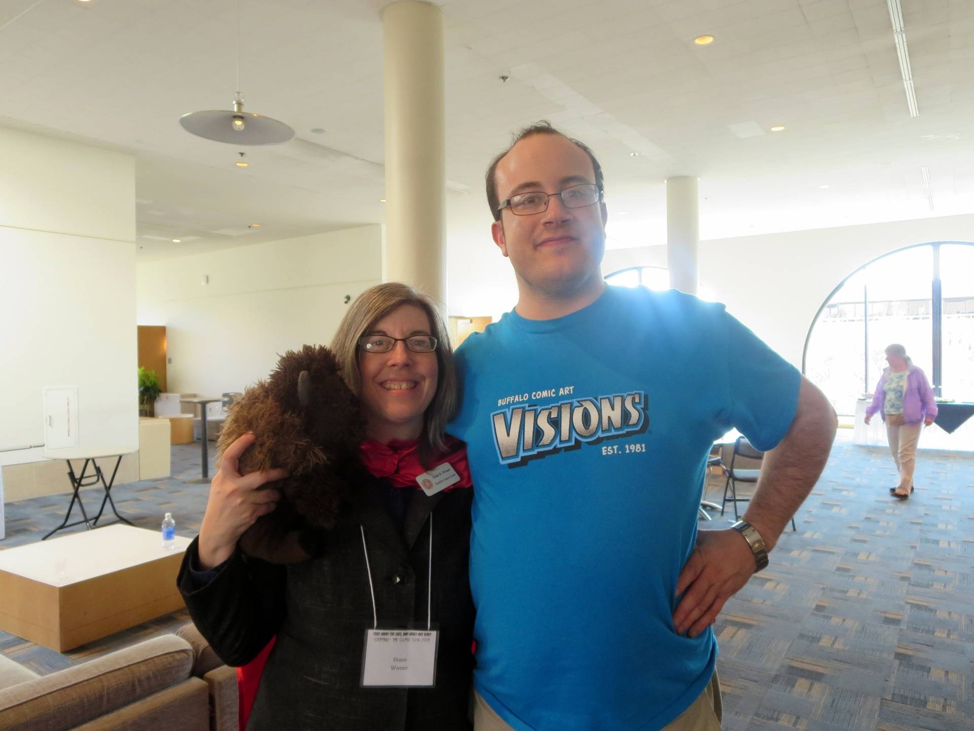 Millard the Buffalo, Cripping the Comic Con Director Diane R. Wiener and Alec Frazier pose together after a successful 2014 convention!