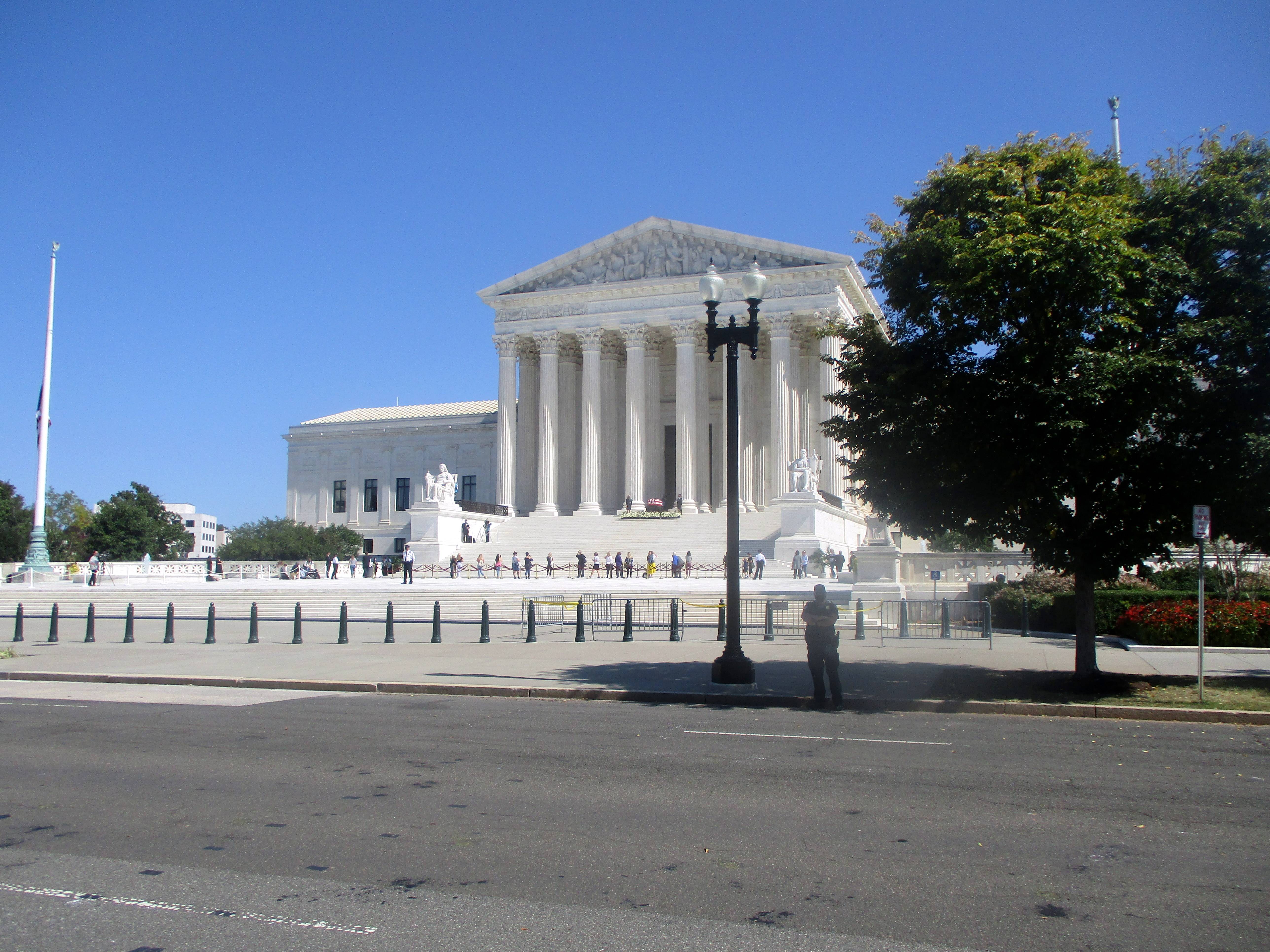 West Façade of US Supreme Court Building from Southwest During Lying in Repose of Associate Supreme Court Justice Ruth Bader Ginsburg