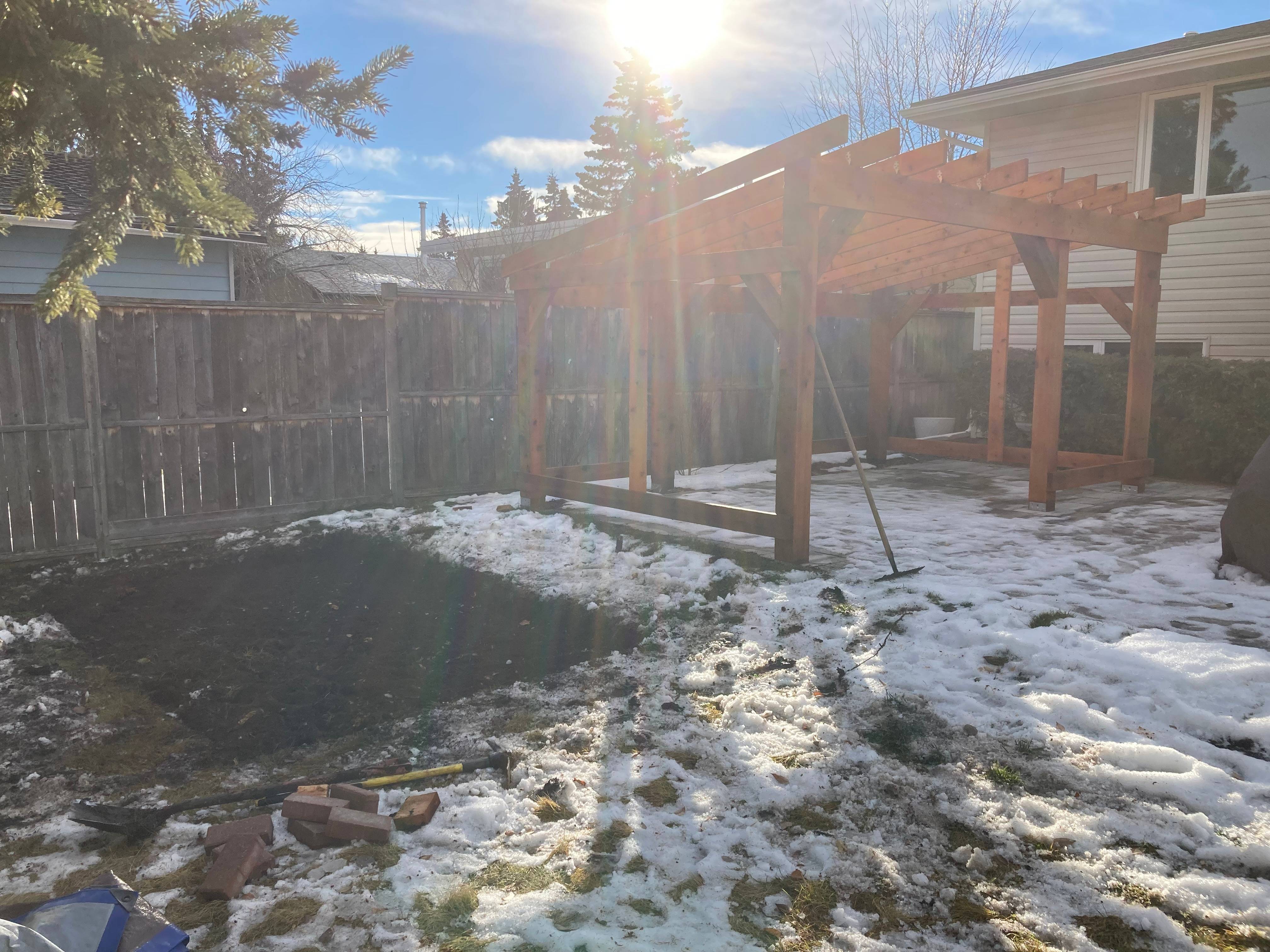 Shed Pad with Fir Pergola