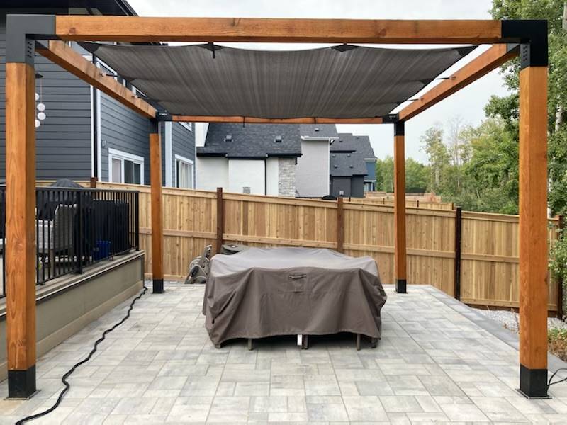 Fir Pergola with Toja Grid Braces and patio from 2021