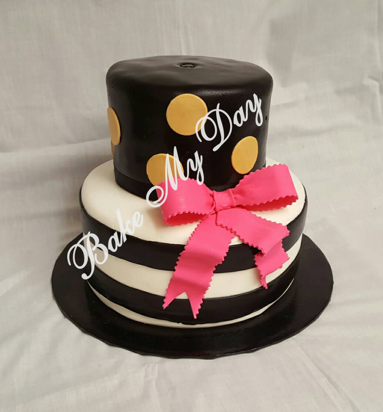 Black and Gold with Pink Bow