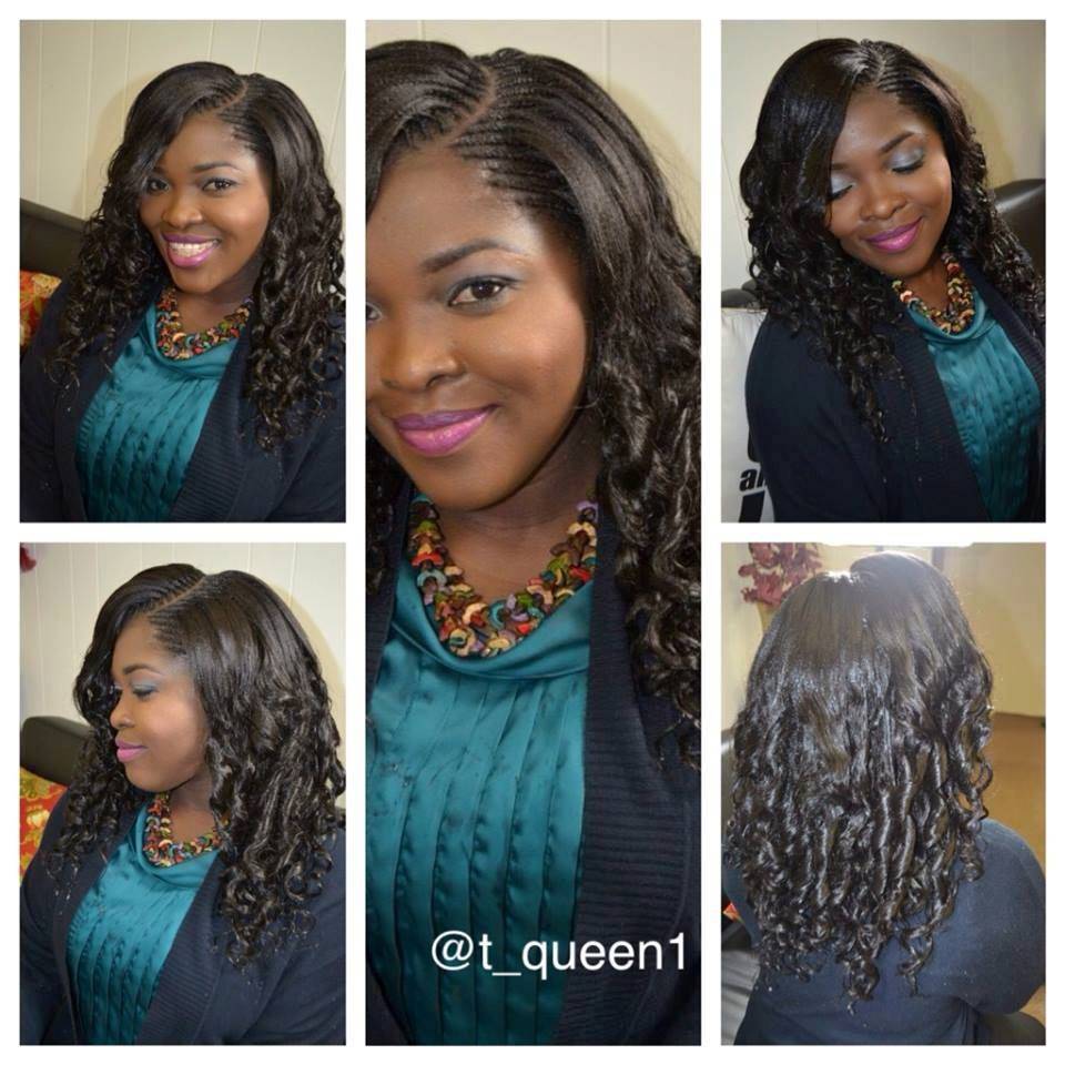 curved part tree braids using xpression hair...she was the one that brought the idea to us of making her tree braids looks more like weave