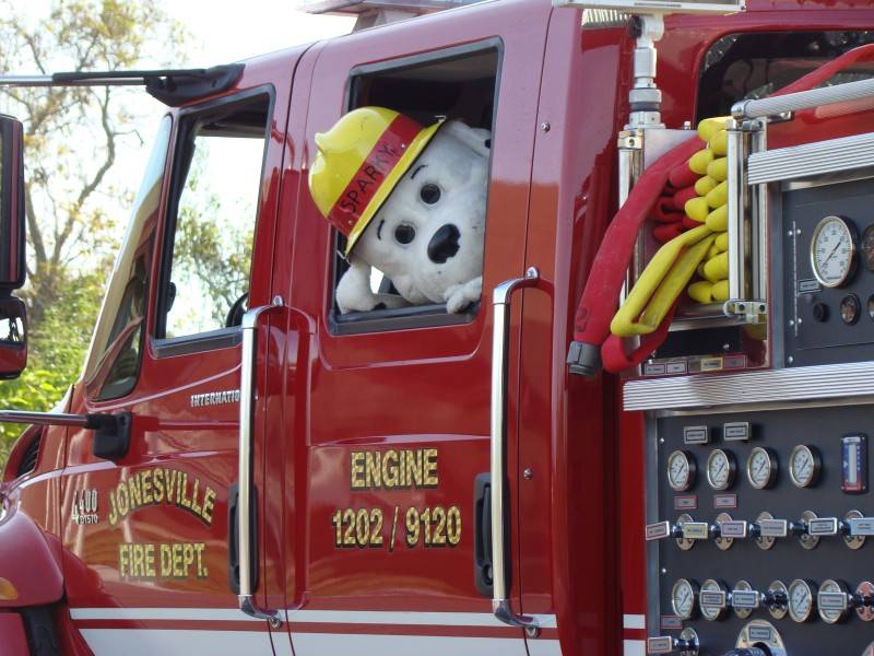 Sparky in the Fire Truck