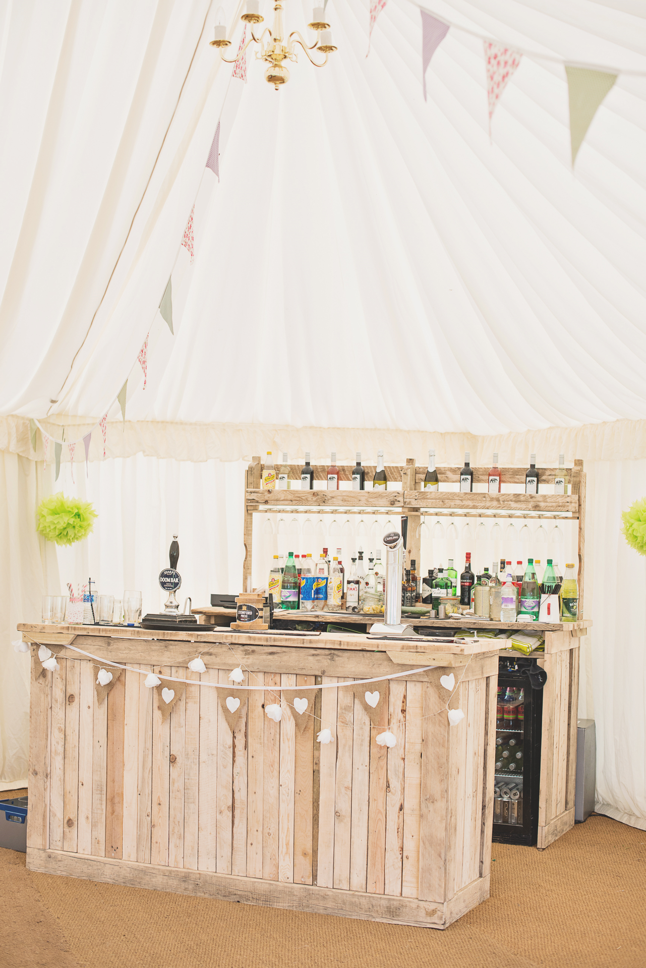 Vintage bar in a beautiful marquee