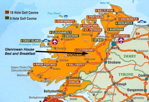 Map of Donegal Golf Courses