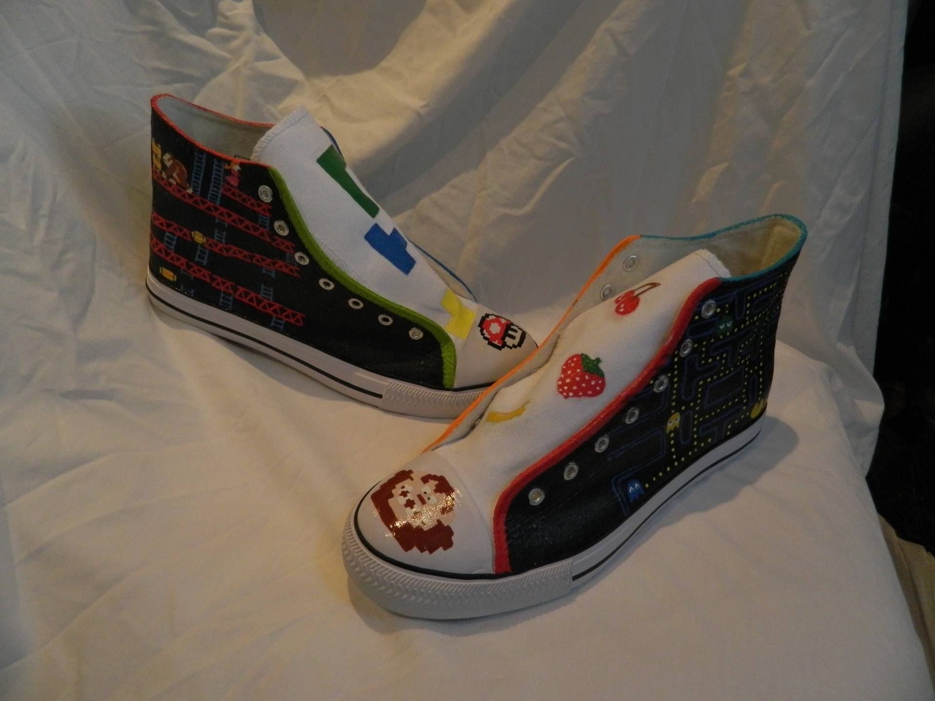 Other sides of handpainted retro gamer boots