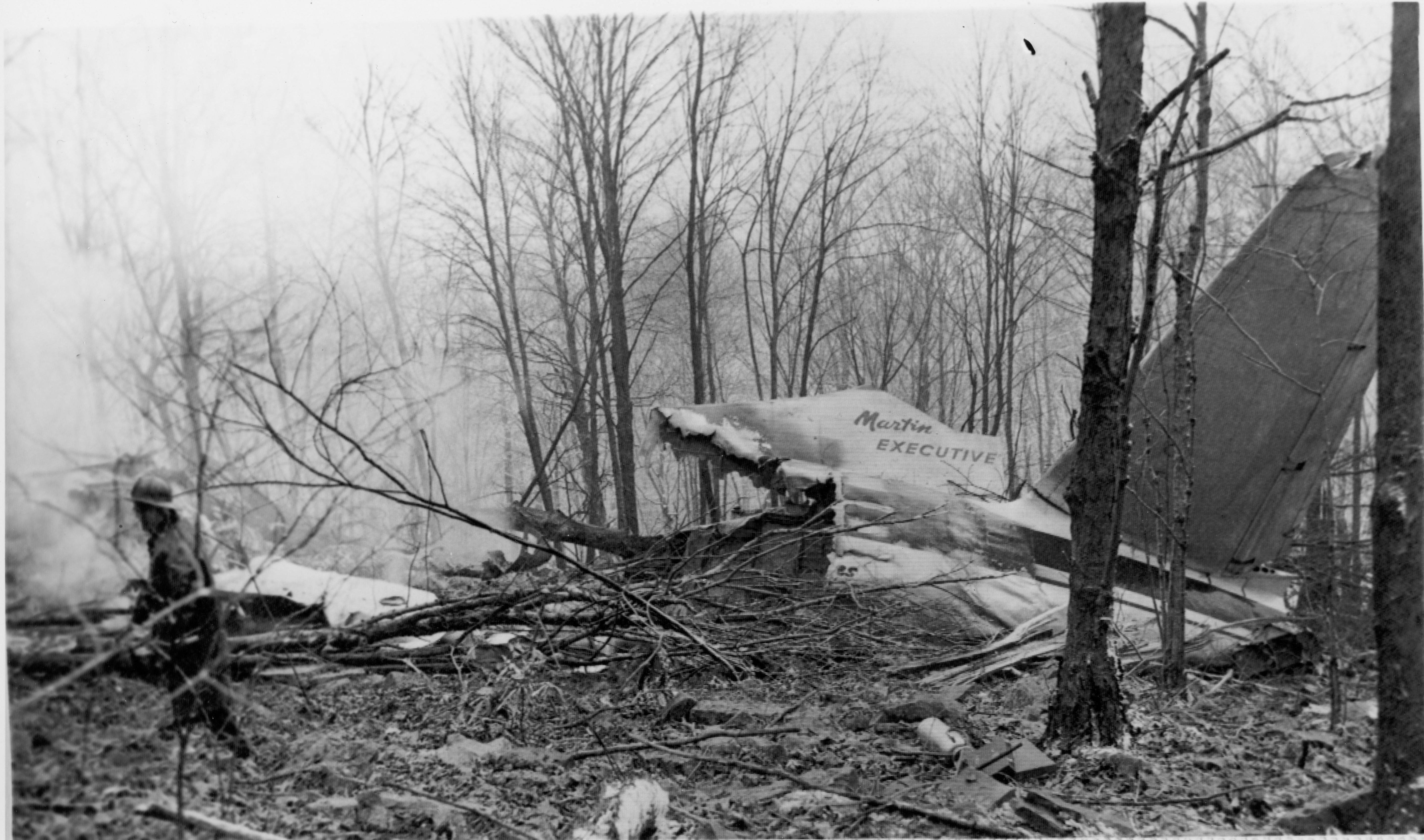 Smoldering tail section. Photo courtesy of the Williamsport Sun Gazette archive.