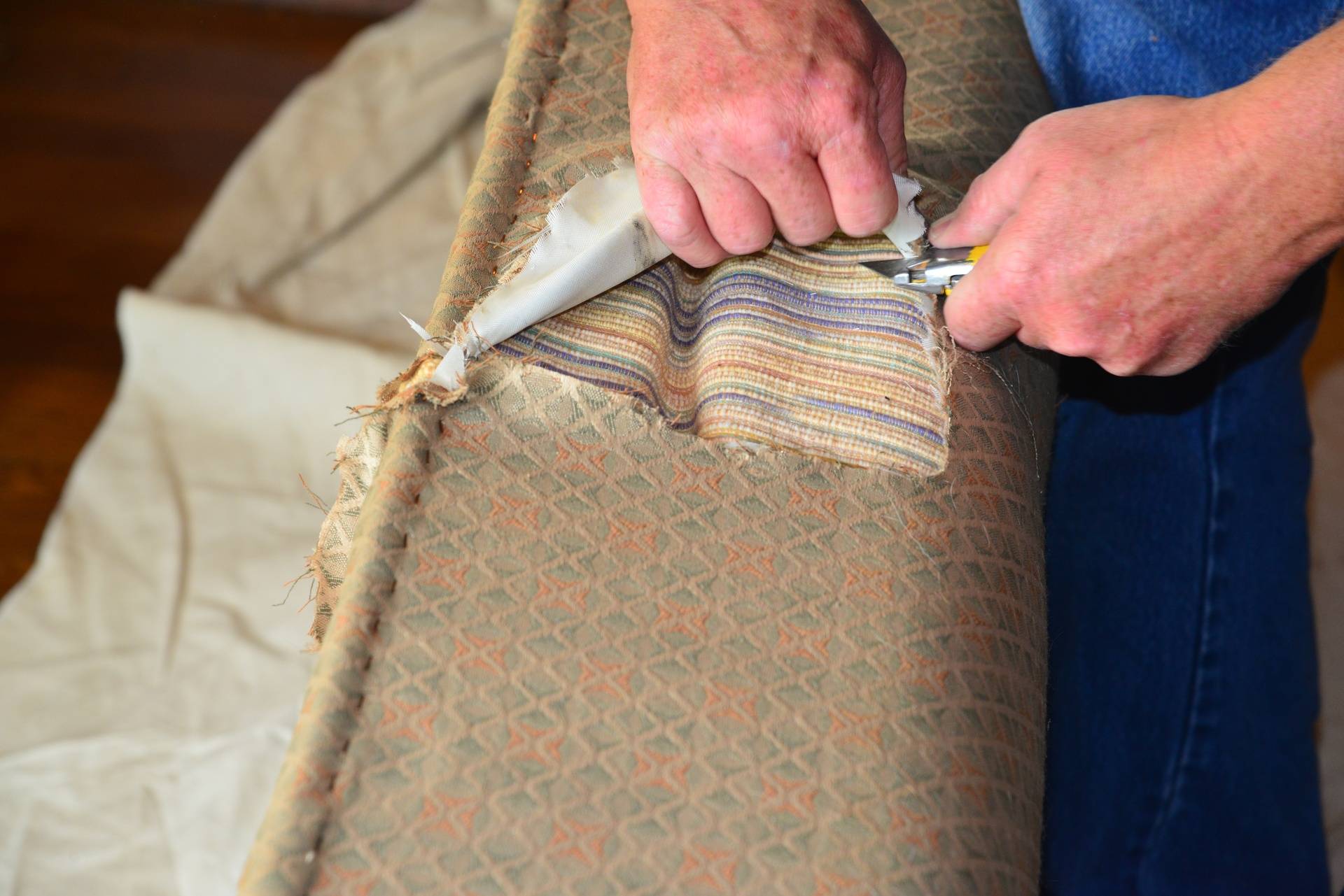 Detail of layers of upholstery