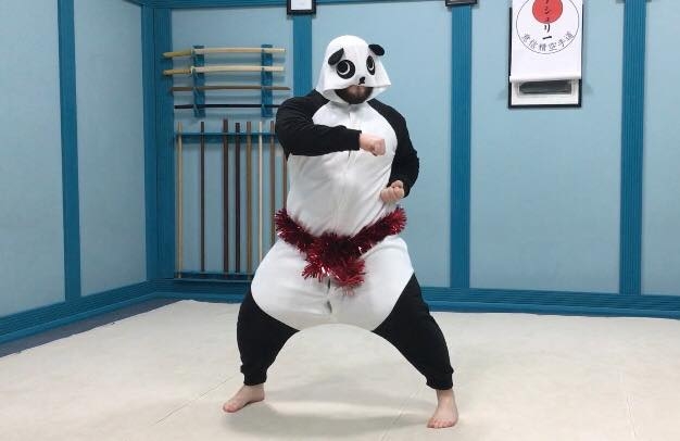 Christmas Panda doing kata