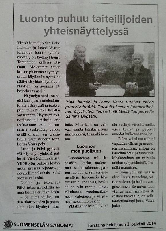 Newspaper Suomenselkä 03.07.2014