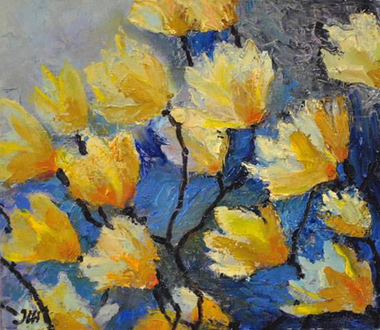 To the light. Expressionistic flowers.