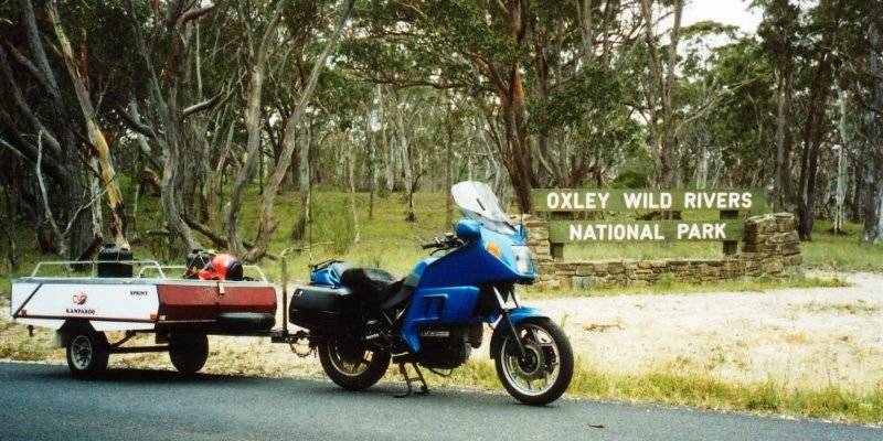 Tom's K75RT & Camper Trailer at Oxley Wild Rivers Area - Dec 1994