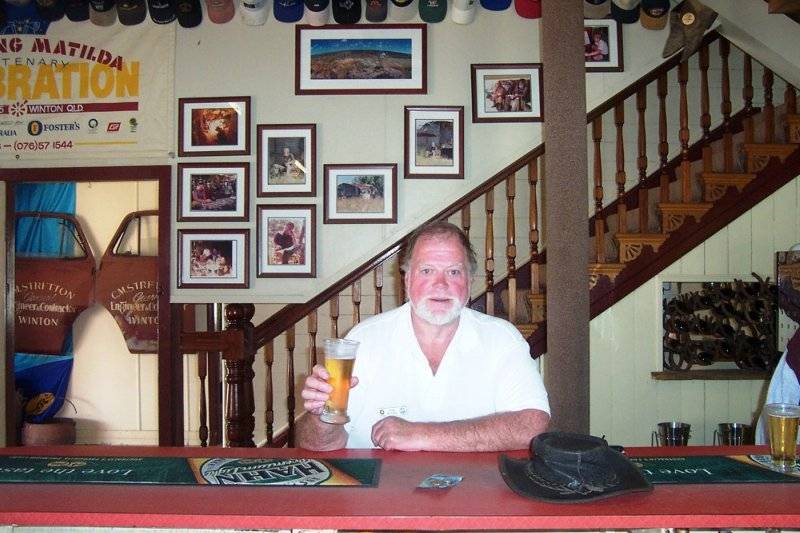 Tom enjoying a beer in the Tattersalls Hotel Winton - Sep 2007