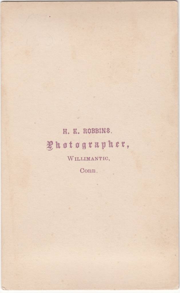 H. E. Robbins, photographer of Willimantic, CT - back
