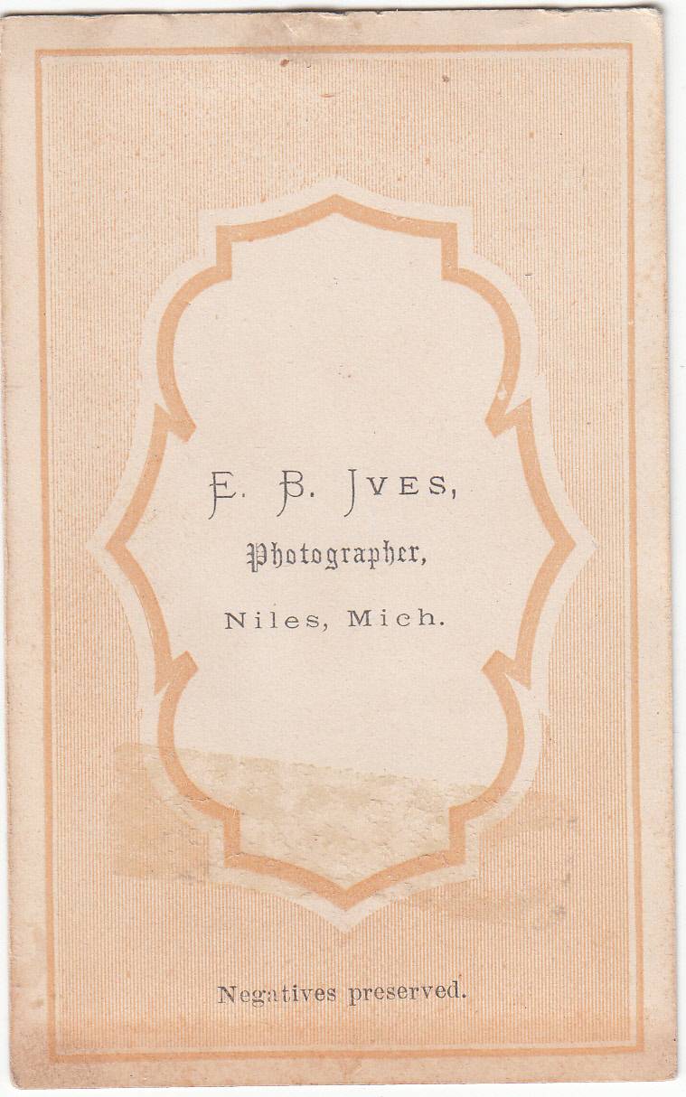 E. B. Ives, photographer of Niles, Michigan - back