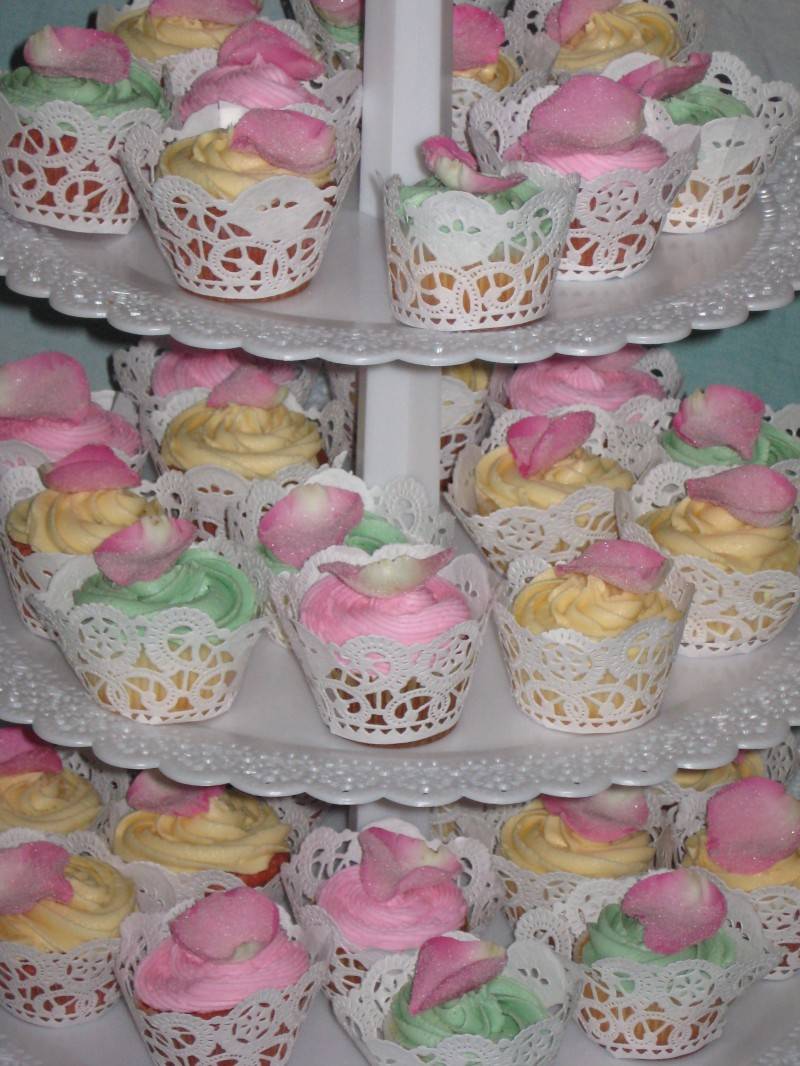Sugared Rose Petal Cupcakes