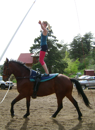 May: Training in Golden, Colorado, USA - Angelique practicing the Stand on Oliver