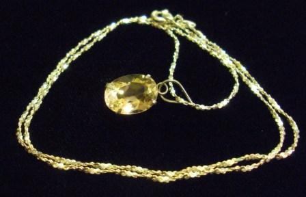 09-01525 Citrine Oval Gemstone Necklace