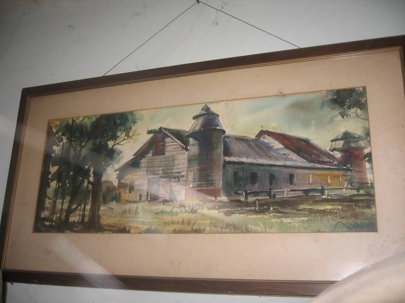Painting of the old barn inside the house
