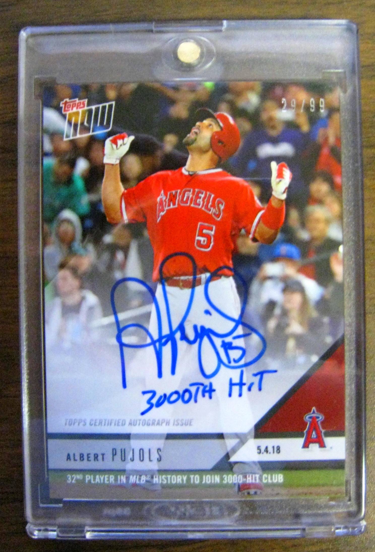 Albert Pujols 2018 Topps Now 3000th Hit Auto Autograph 29/99 170A