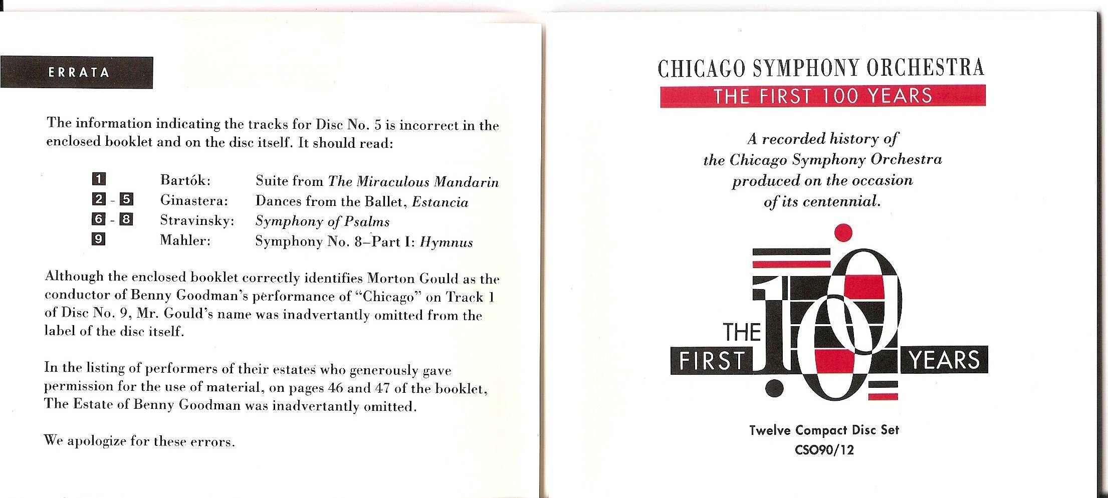 Chicago Symphony Orchestra - From The Archives: The First 100 Years, 12-CD set (1991) (page 3 of  7)