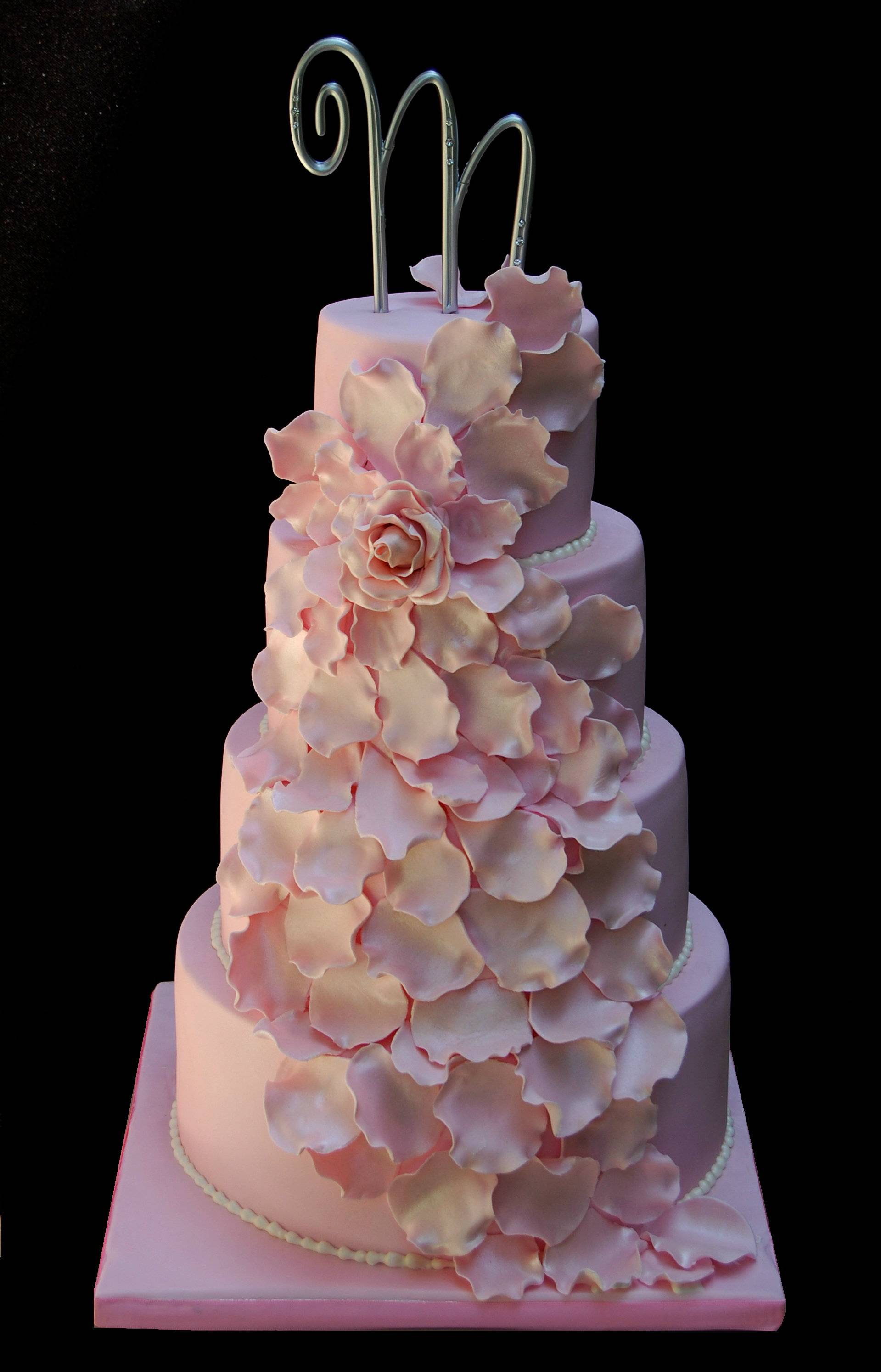 Cascading Petals wedding cake