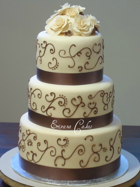 Brown and Ivory wedding cake 2