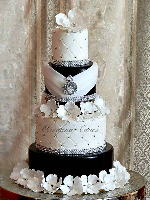 Dark Brown/ Black Wedding cake with bling