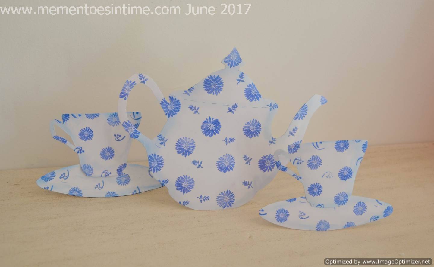 Blue Floral Teapot and Cups Cards