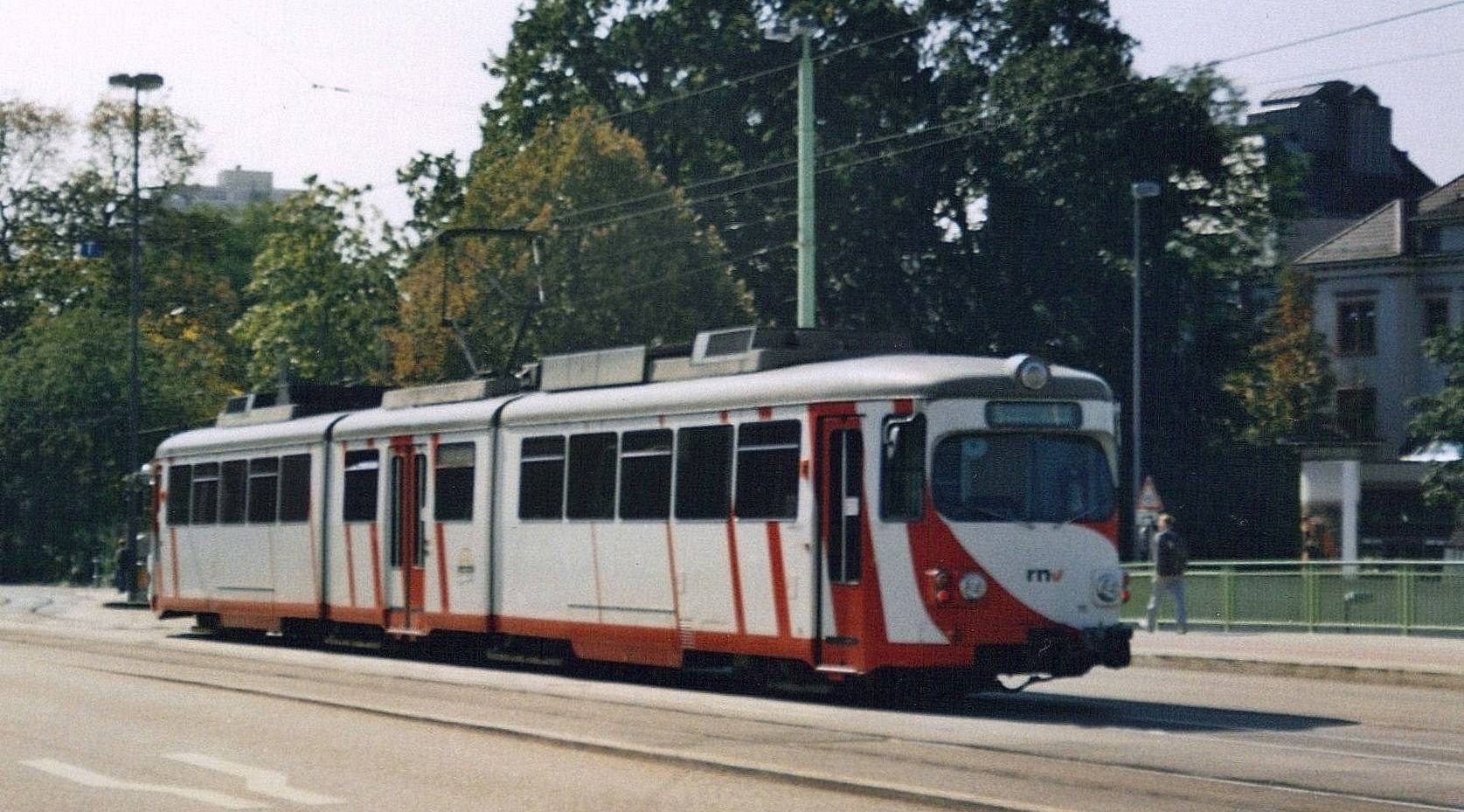 Duewag Tram in Oberrheinsiche Eisenbahn Gesellschaft Livery.