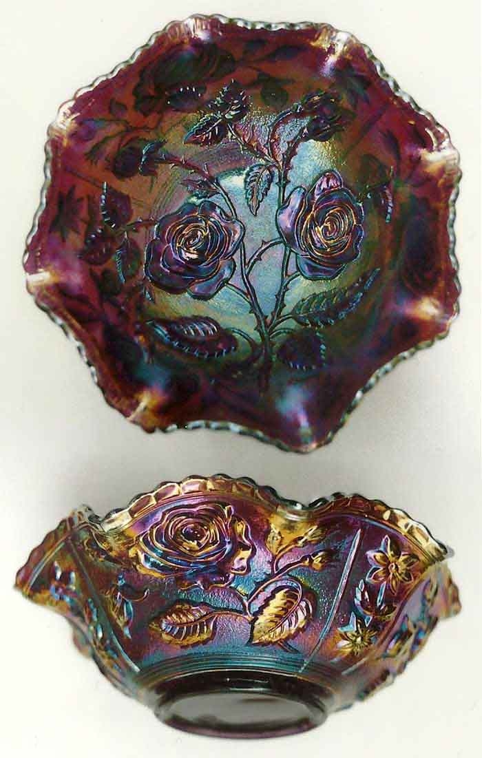 Open Rose ruffled bowl in purple
