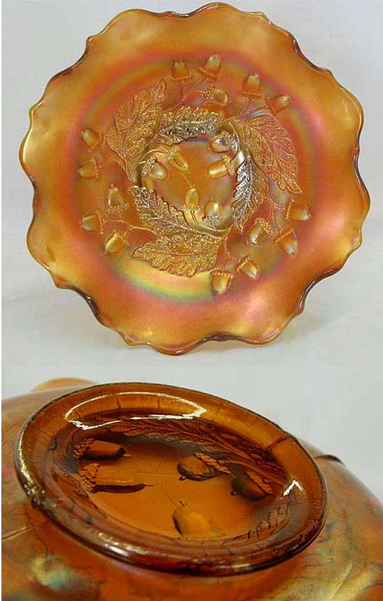 Acorn 7" ruffled bowl, amber