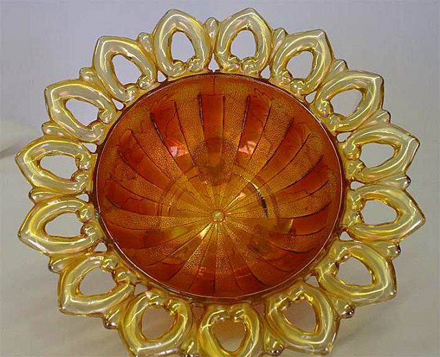 Wild Rose Open Edge bowl - marigold, flat rays interior