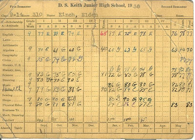 D. S. Keith Junior High Report Card
