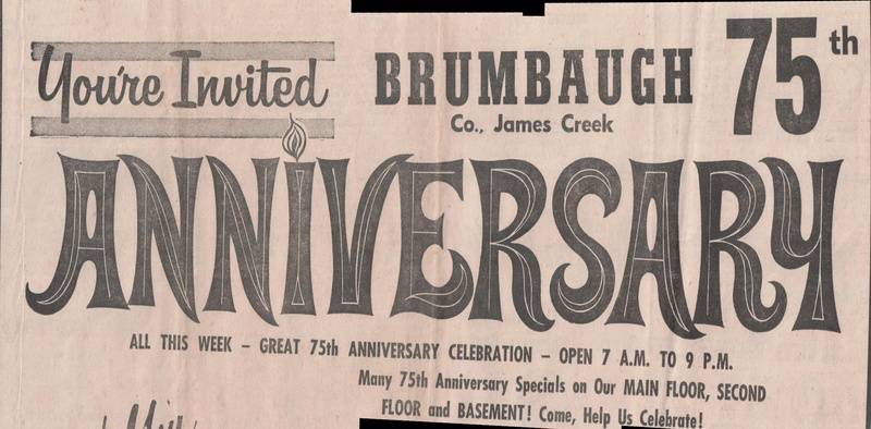 75th Anniversary of Brumbaugh Store News Ad