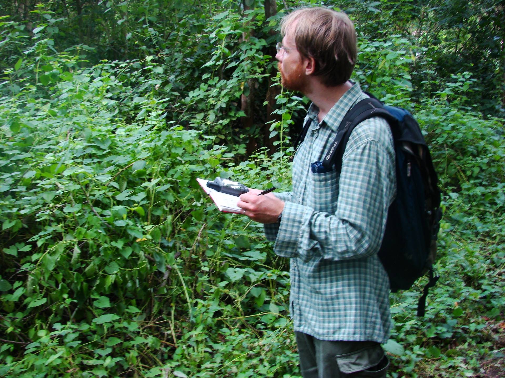 JB Leca looking for ebony langurs during a transect survey in the Prapat Agung peninsula, West Bali National Park (February 2010)
