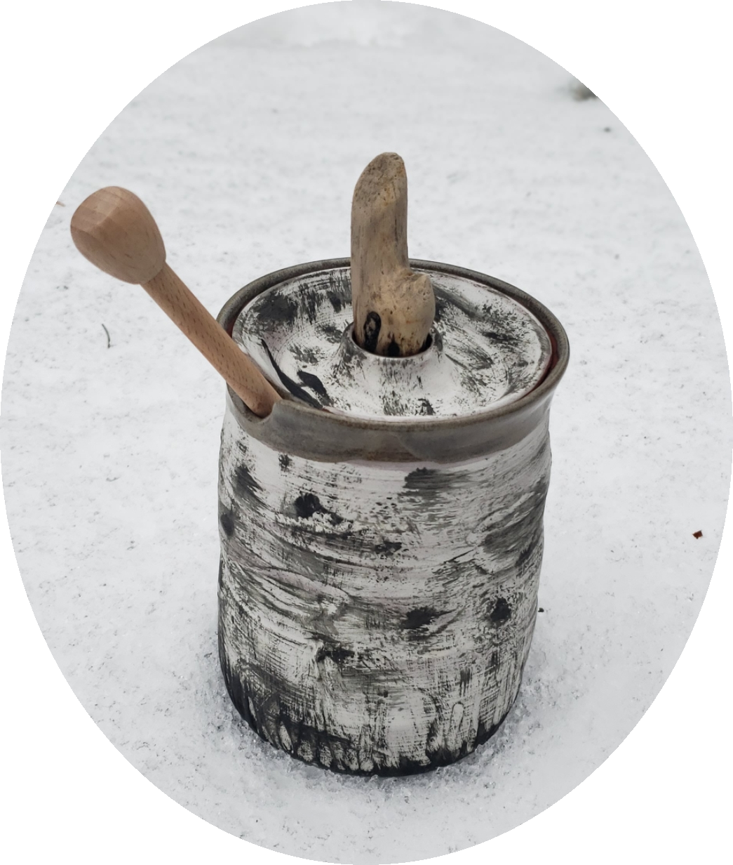 Aspen Honey Pot ~ with driftwood knob