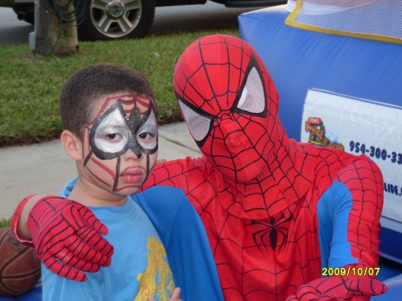 Spiderman and boy face paint