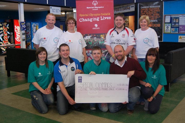 Handing over cheque to Ronan McCay of Special Olympics Ireland