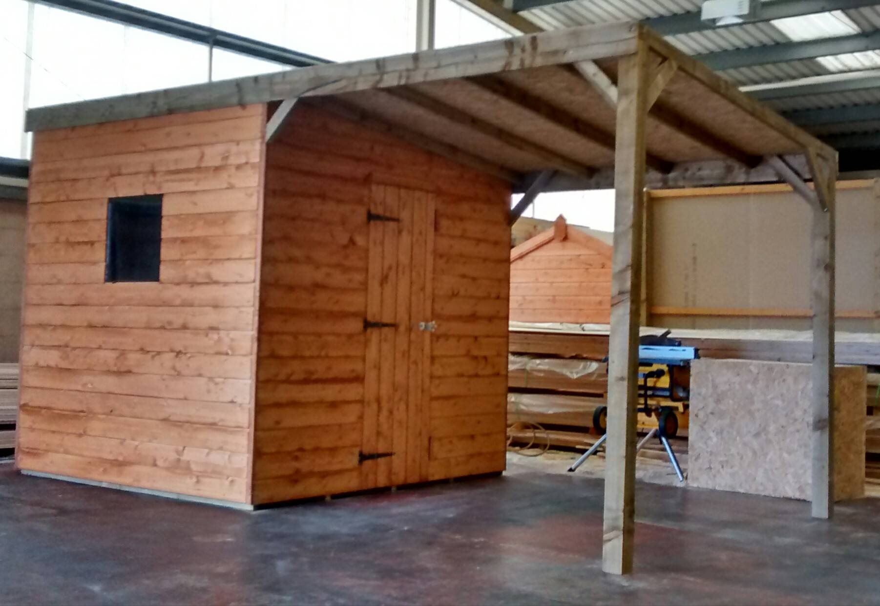 Pent Shed 16' x 8' (incl. 8' x 8' shelter)