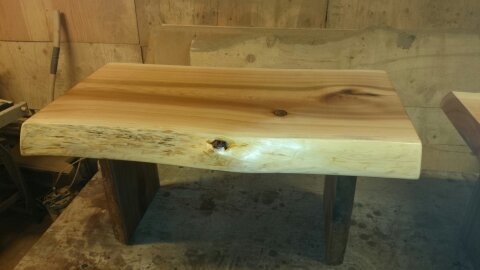 small cedar coffee table 18h 20w and 36 l
